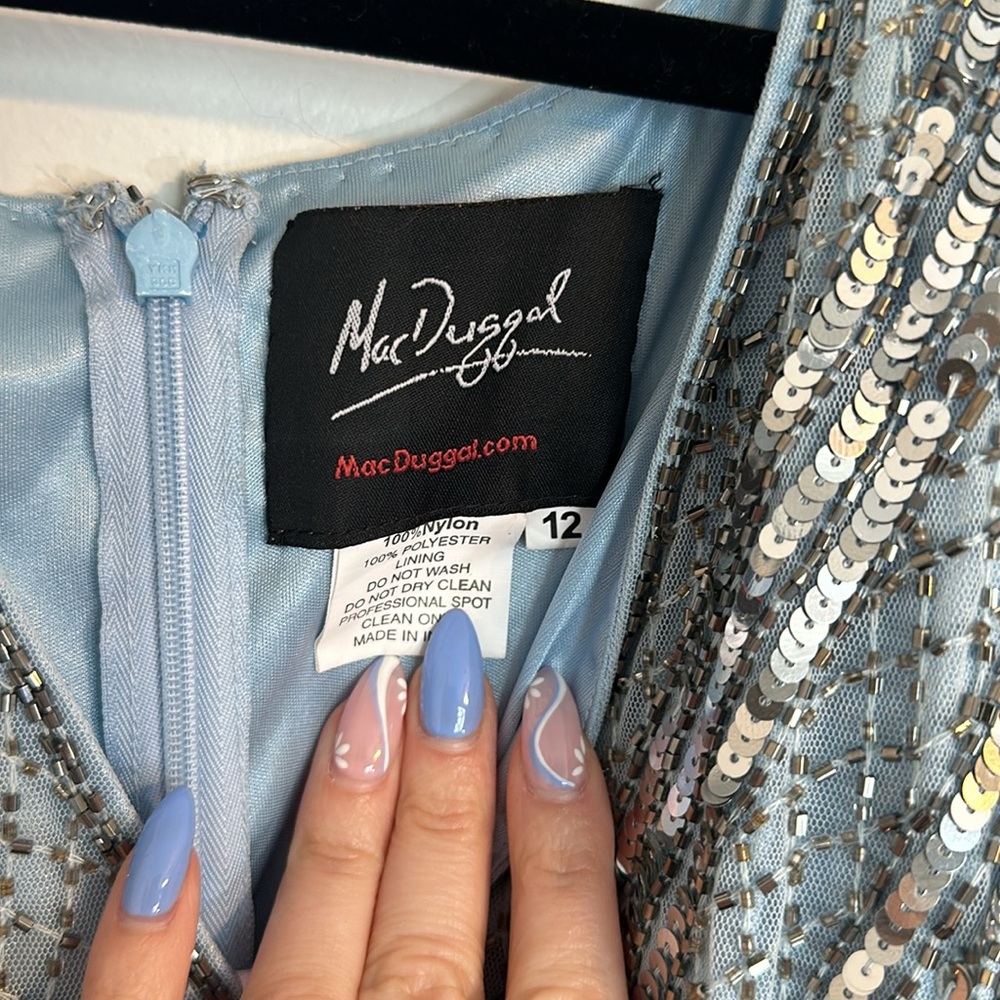Adrianna Papell Ice Blue Silver Sequined Maxi Dress - Picture 8 of 12